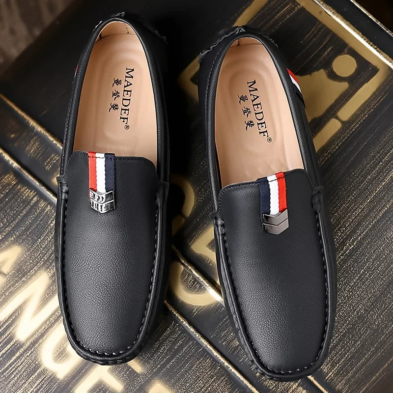 MAEDEF Men's Loafers High Quality Anti-slip Casual Shoes Men's Leather Loafer Outdoor Breathable Lightweight Soft Driving Shoes