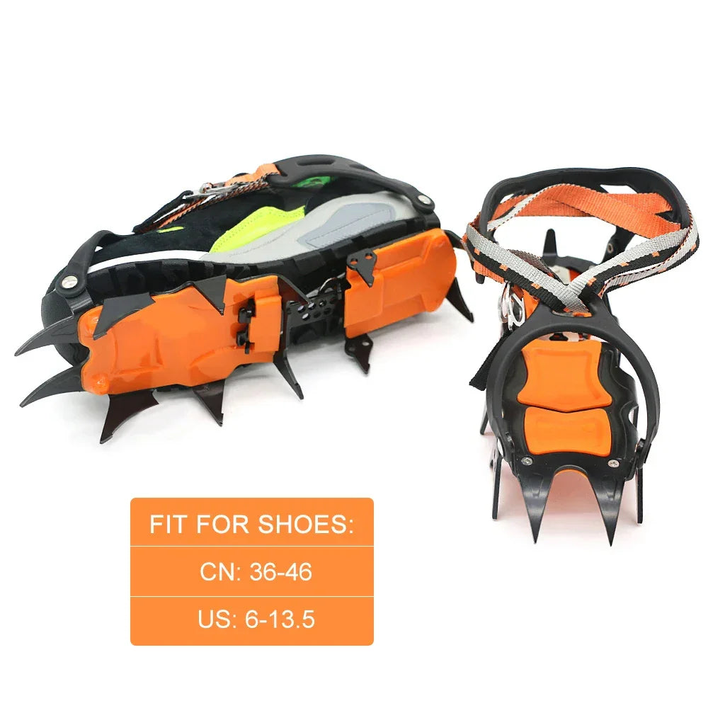 12 Tooth Ice Snow Crampons Anti-Slip Climbing Gripper Shoe Covers Spike Cleats Stainless Steel Snow Skid Crampon For Sport