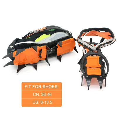 12 Tooth Ice Snow Crampons Anti-Slip Climbing Gripper Shoe Covers Spike Cleats Stainless Steel Snow Skid Crampon For Sport