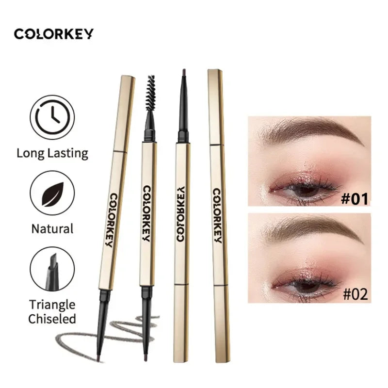 Colorkey Eyebrow Cosmetics Pencil Waterproof Double-headed Brows Liner Definition Natural Long Lasting Makeup Paint