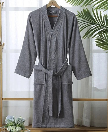 Women's Long Soft Bathrobe 100% Cotton with Quick-Drying Absorbent Material for Autumn and Spring Sleepwear Bath Robes badjas