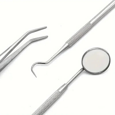 Stainless Steel Dentist Oral Tools Cleaning Flossing Tartar Removal Easy to Clean Not Easy to Break Dental Oral Mirror Care Kit