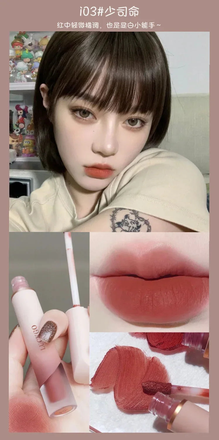 Velvet Matte Lipstick Cream Sexy Red Lip Tint Moisturizing Long Lasting Lip Gloss Waterproof Makeup Korean Cosmetics 6 Color