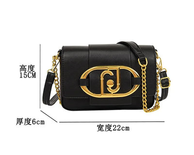 Designer Handbags For Women Leather Metal Buckle Flap Square Shoulder Bags Fashion 2024 Ladies Messenger Bags Females Casual