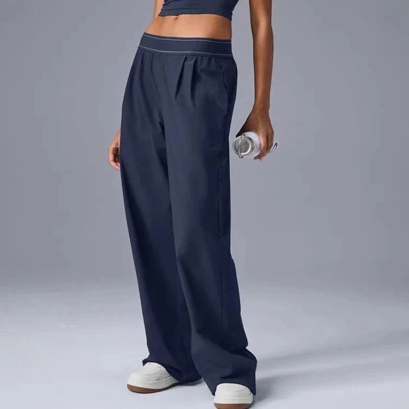 High Waisted Straight Leg Pants for Women Outdoor Leisure Sports Wide Leg Pants Joggers Black Loose Yoga Women's Trousers