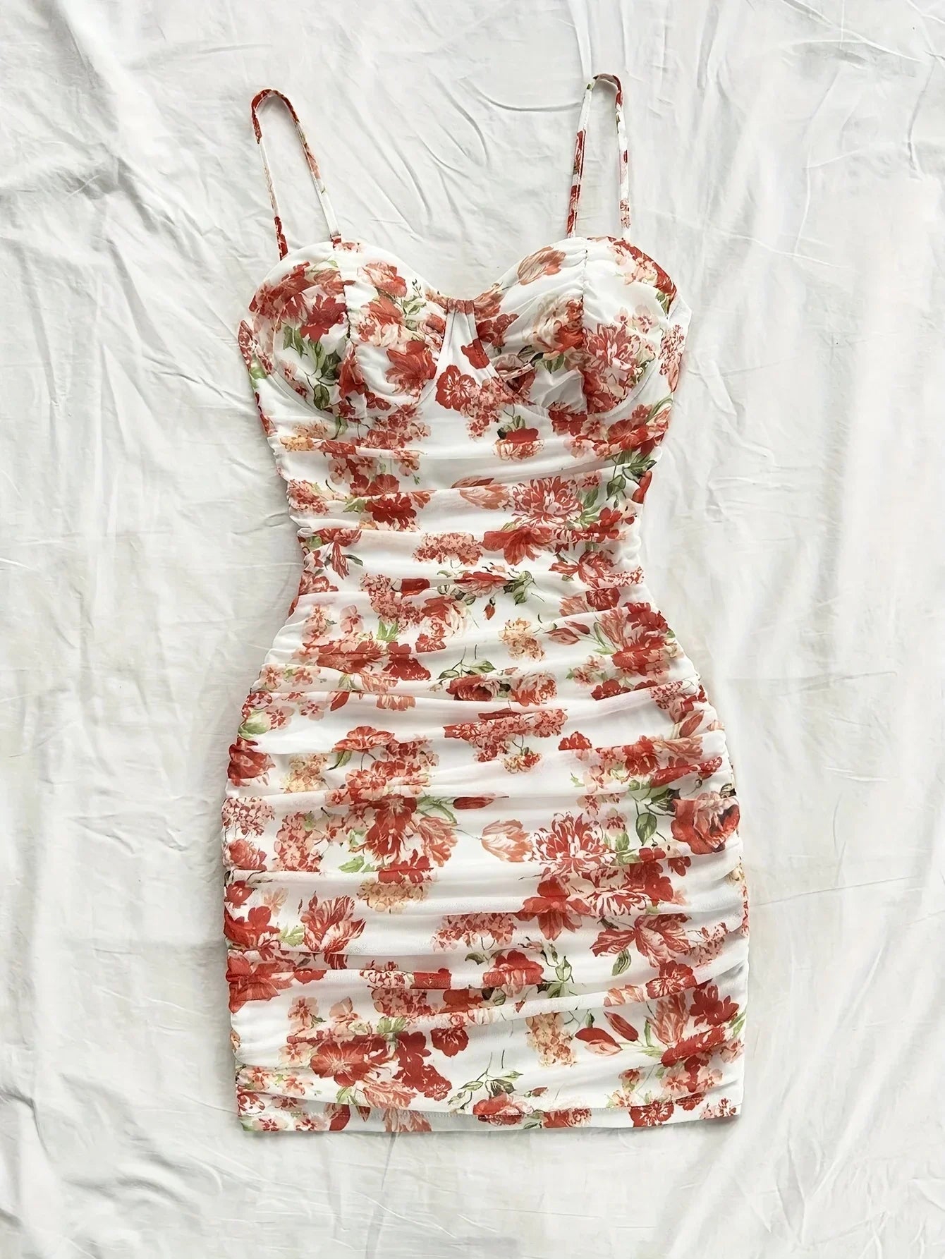 French Floral Slip Dress for Women Spring Summer Fashion Sexy Temperament Backless Mini Dresses Vacation Style Sling Beach Skirt