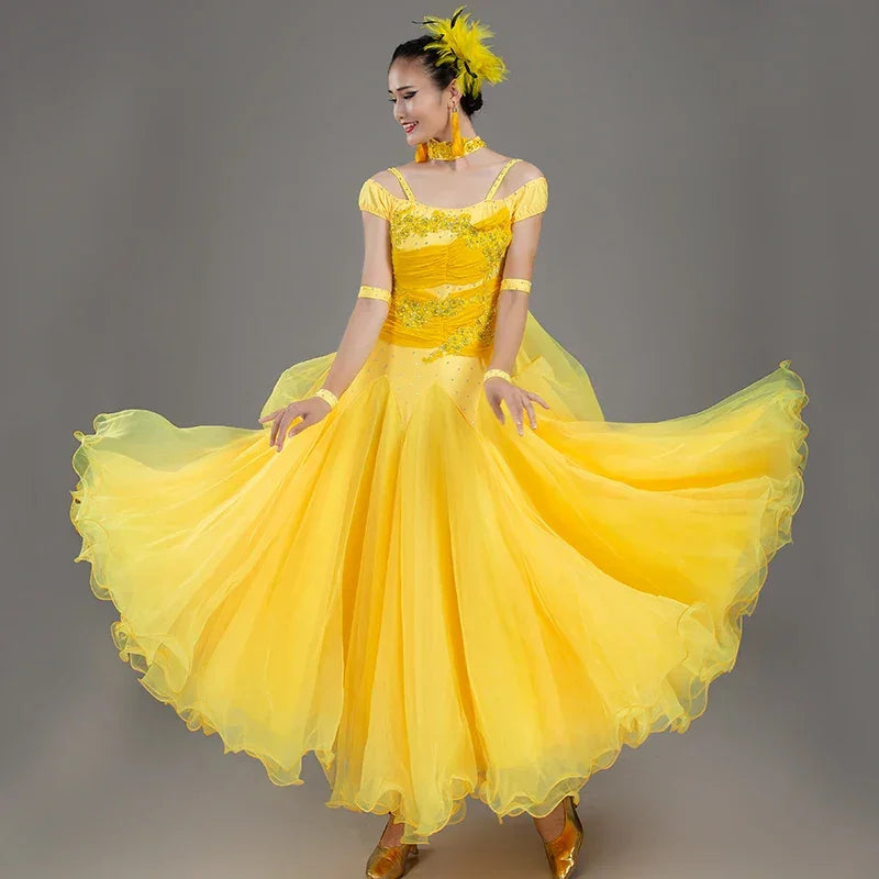 2025 Newest Woman Ballroom Dance Competition Dress Dance Ballroom Waltz Standard Dance Dress Women Ballroom Dress 009