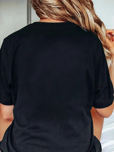 Women's T-Shirt with White Bow Print Soft Polyester