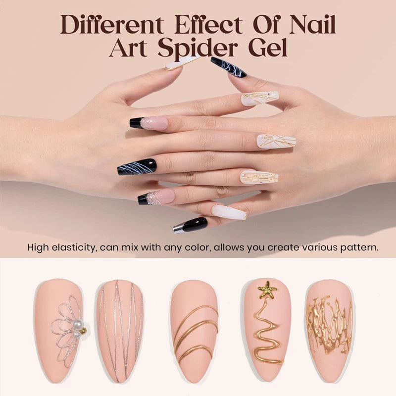 CHUNSU 3 In 1 Spider Gel Nail Polish No Wipe Functional UV Gel Creative Wire Drawing Liner Soak Off Magic Powder 5ML Clear  DIY