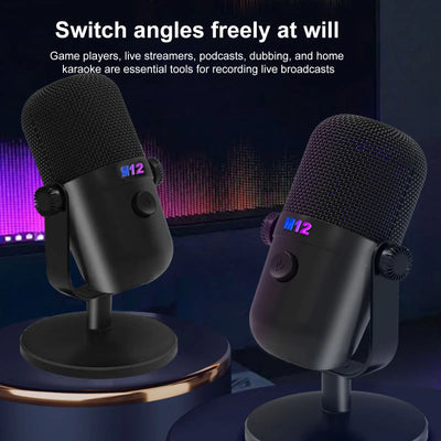 USB Condenser Microphone Gaming Mic for Laptop Phone Recording Live Streaming Karaoke RGB Lighting Effects Capacitor Microphone