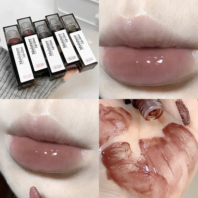 Nude Grey Mirror Jelly Lip Gloss Water Light Gloss Moisturizing Non-stick Cup Stain Lip Glaze Waterproof Lasting Makeup Cosmetic