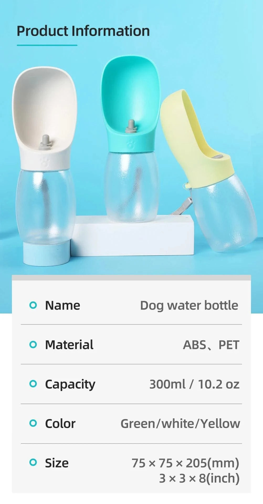 Pet Dog Water Bottle Dispenser For Small Big Dogs Cats Outdoor Travel Walking Puppy Drinking Bowls French Bulldog Pug Feeder