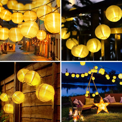 White/Colorful Lantern String Light Led Hanging Lantern Light for Indoor Bedroom Party Outdoor Patio Backyard Solar Garden Lamp