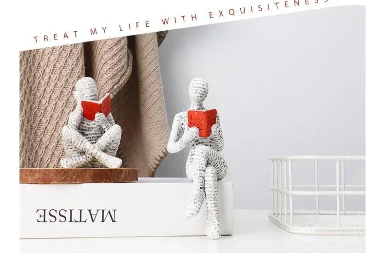 Resin abstract home decor figurines character designs fashionable bookshelf decorations living room office modern art