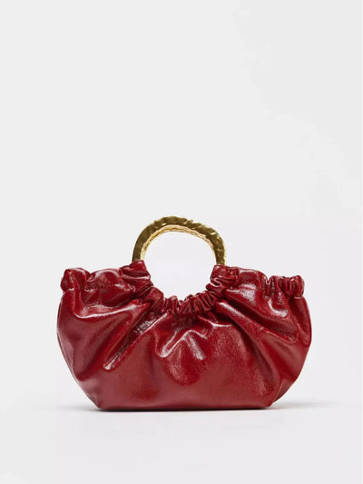 Fashion Ruched Women Handbags Designer Metal Handle Hand bag Luxury Oil Wax Pu Leather Shoulder Crossbody Bags Small Tote Purses