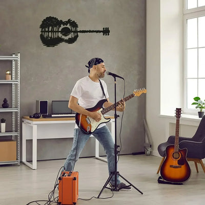 Metal Guitar Wall Art Decor Rustic Metal Guitar Art Black Guitar Metal Wall Art