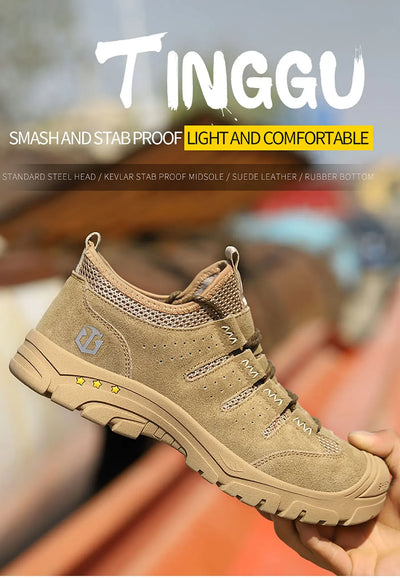 Men's safety shoes are impact resistant, puncture resistant, soft, comfortable, breathable, non slip, and lightweight work shoes
