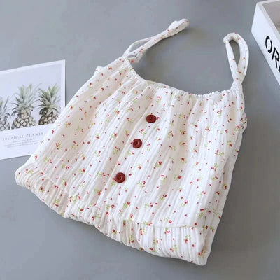 Summer Cotton Dresses Women 100% Crepe Nightgowns Sleepwear