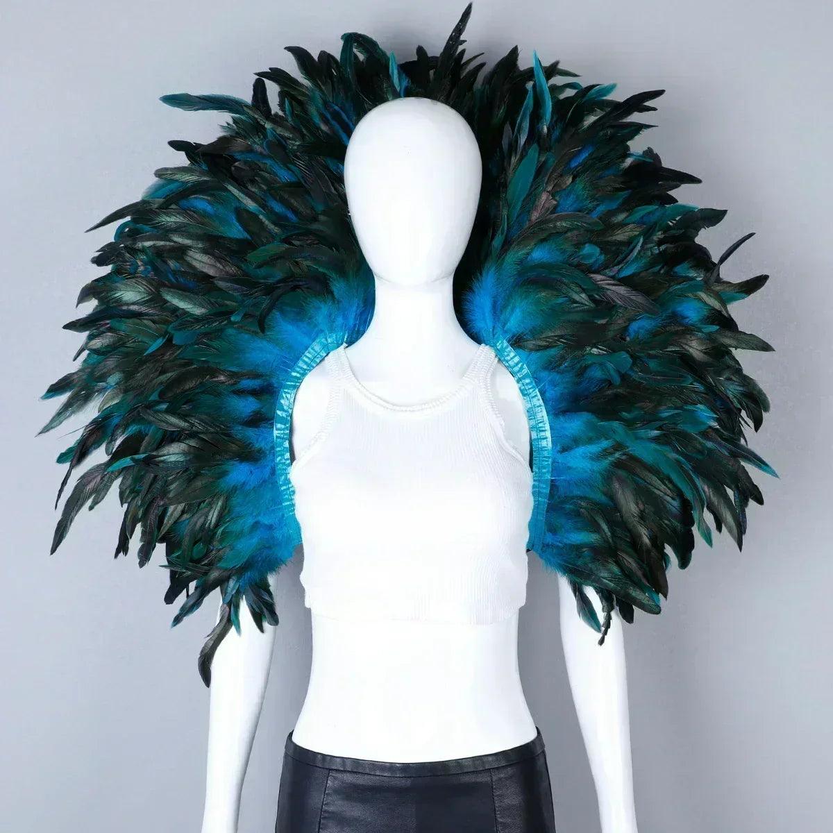Designer feather scarf (punk halloween carnival masked ball party)accessory