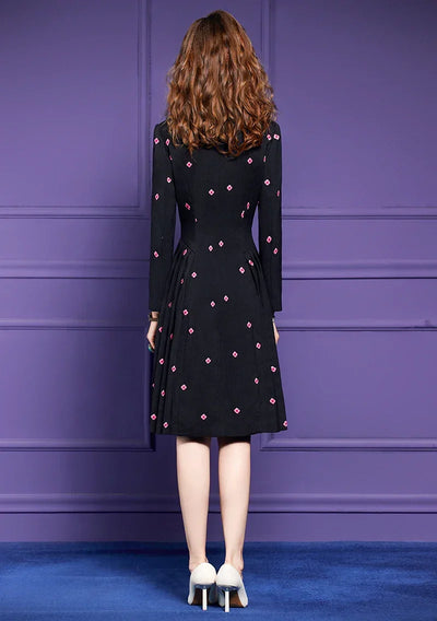 ZJYT New Fashion Women's Autumn Blazer Dresses Long Sleeve Embroidery Double Breasted Office Dress Plus Size Female Clothing