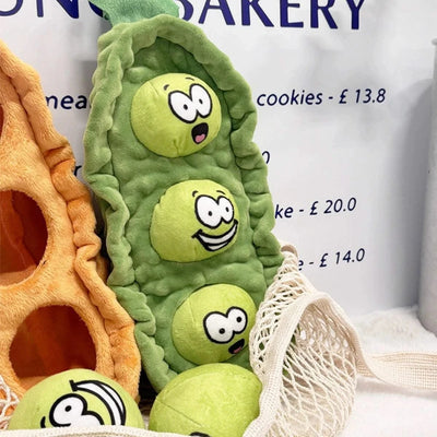 Pet Dog Snack Hiding Toys Relieve Boredom Interactive Doll  Pea Pods Sets Throwing Chasing Plush Toy Slow Food Smelling Pet Ball