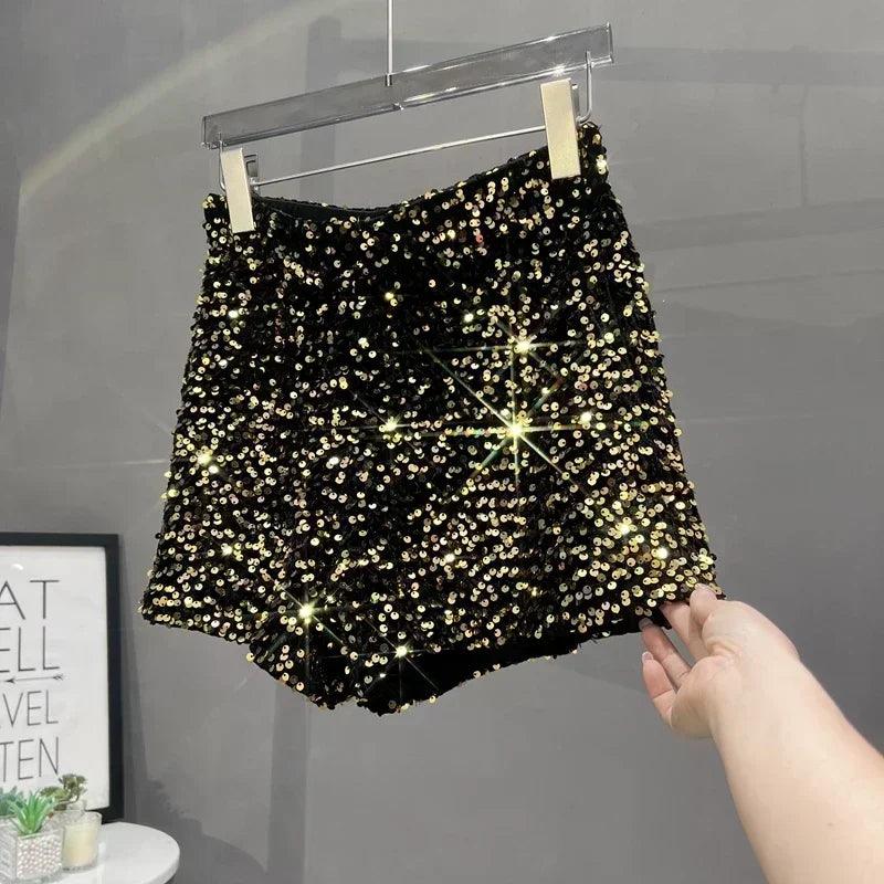 Hot girl y2k european and american style sequined shorts slim fit suede embroidered casual pants for women
