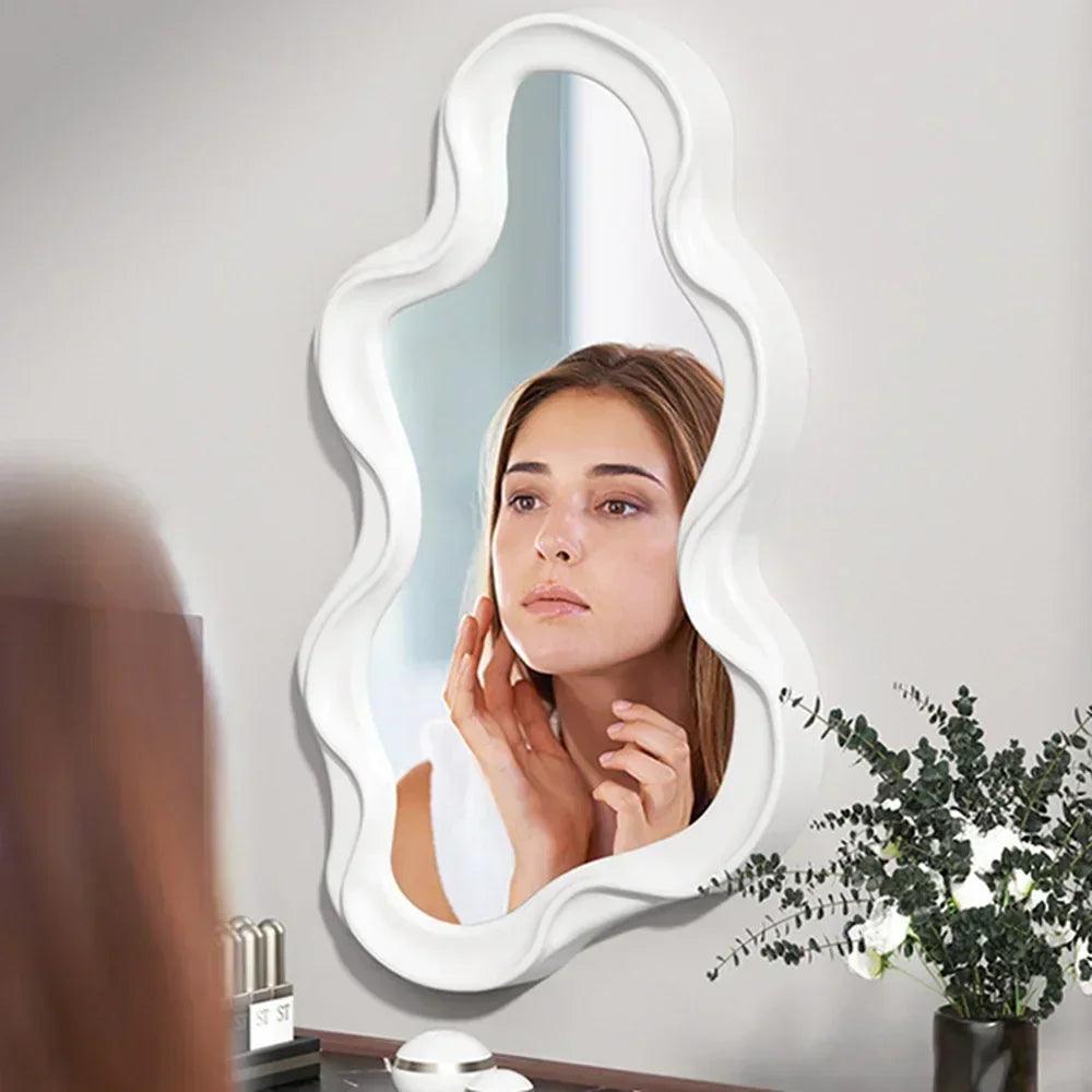 Irregular wall mirror for bedroom bathroom kawaii makeup house decoration living room home decor wholesale 1pc