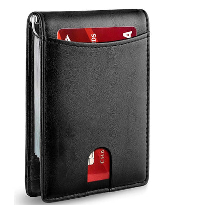 Slim Wallets for Men - Leather Money Clip Mens Wallet - RFID Blocking Front Pocket Bifold Wallet - Minimalist Credit Card Holder