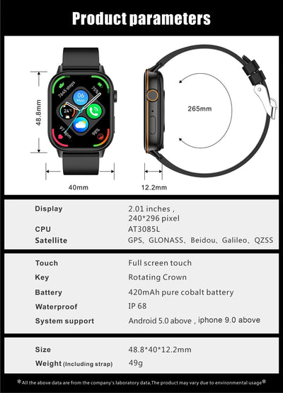 LIGE GPS Trajectory Smart Watch Women 2.01" HD Screen Compass Bluetooth Call Heart Rate Blood Oxygen Men Smartwatches 2025 New