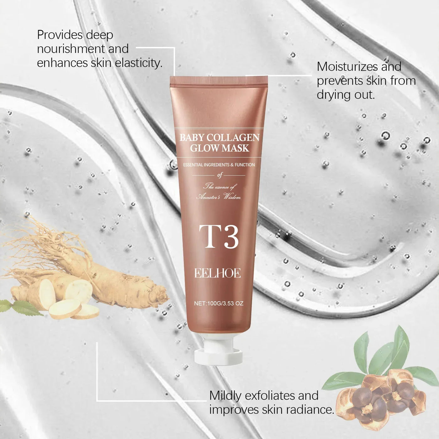 Collagen Tearing Mask for Tender Skin Deep Moisturizing Nourishing Skin Rejevenation Oil Control Overnight Peel off Facial Mask