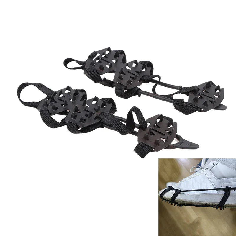 1 Pair M L Crampons Shoes Cover 24 Teeth Anti-Slip Ice Grips Gripper Shoes Boot Hiking Ice Climbing Shoe Spikes Climbing Chain