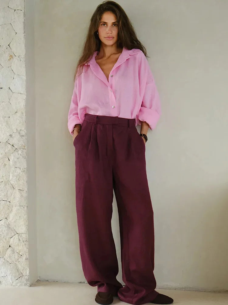 Fashion Loose Blouses Urban Women's Linen Top