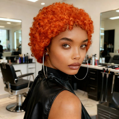 Short Curly Human Hair Wigs For Women Full Machine Made wigs curly Human Hair 150% Density Pixie Cut Wig