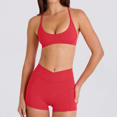 Women Tracksuit Yoga Set 2PCS Sportswear Workout Clothes Athletic Wear Gym Legging Fitness Bra High Waist Shorts Sports Suits