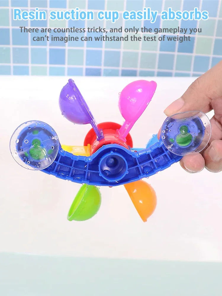 Baby Bath Toys Colorful Waterwheel Bathing Bathtub Water Spray Play Set Rainbow Windmill Bathroom Toy For Kids Toddler Children