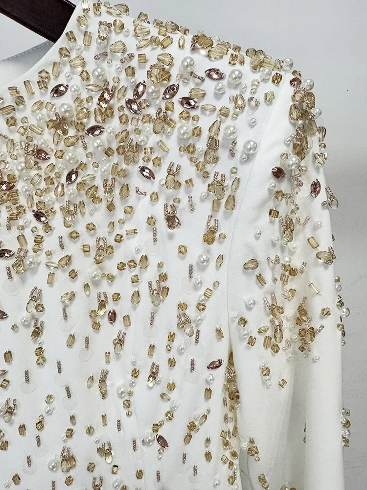 HIGH STREET Newest Fashion 2025 Designer Maxi Dresses Women's Formal Long Sleeve Luxurious Beaded Long Maxi Dress