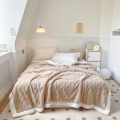 Double Layer Fleece Blanket Autumn Winter Thick Warm Office Nap Throw Blankets for Sofa Bed Single Double Soft Plush Comforter