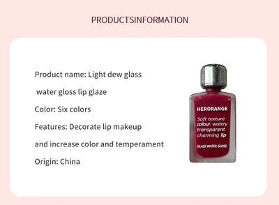 HERORANGE Light Glass-Like Lip Lacquer - Mirror Shine, Hydrating Formula; Smudge-Proof, Long-Wear, and Skin-Brightening