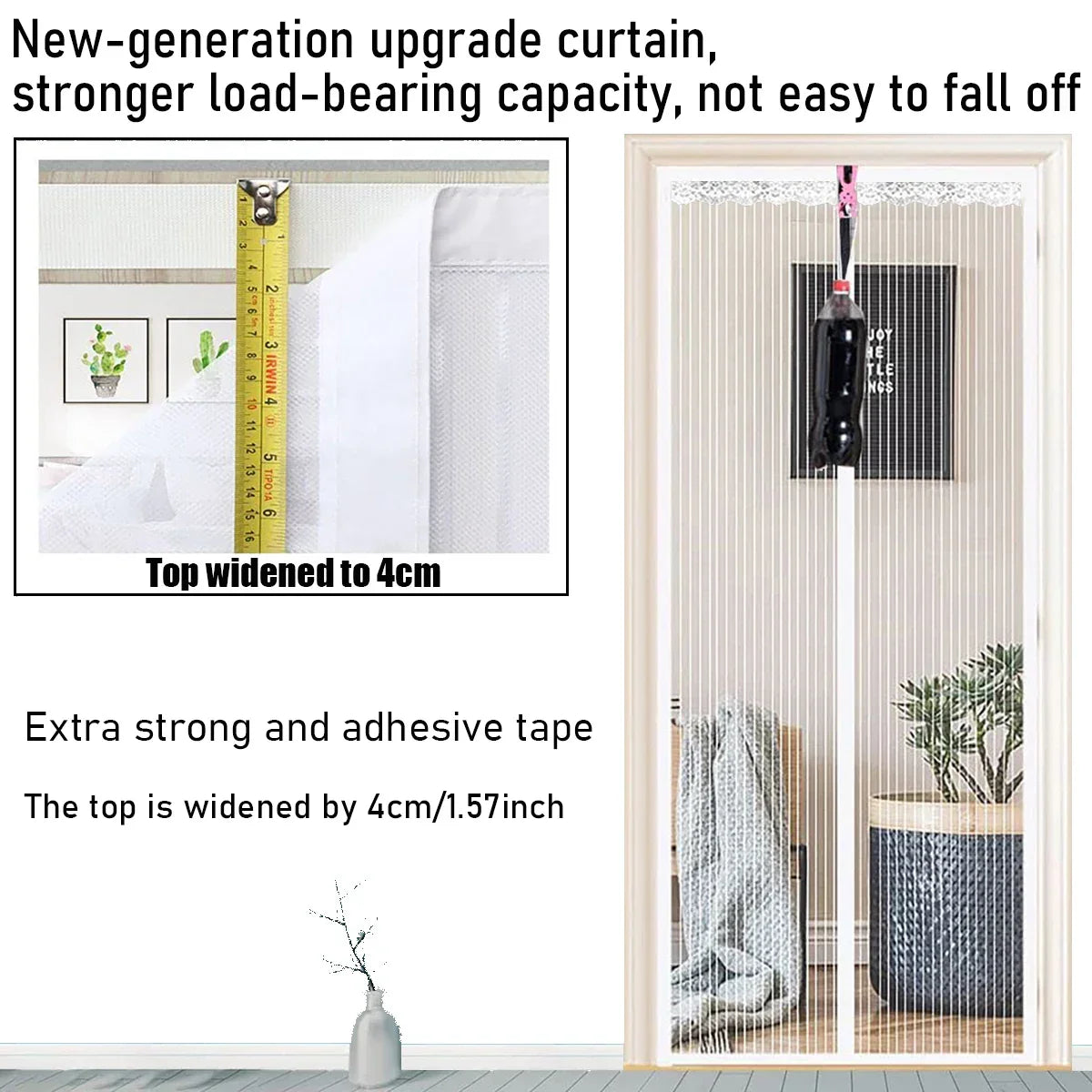 Magnetic Screen Door，Pet Friendly Walk Through Door Screen Magnetic Closure- Magnetic Screen Door Mesh Keeps Bugs Out-White