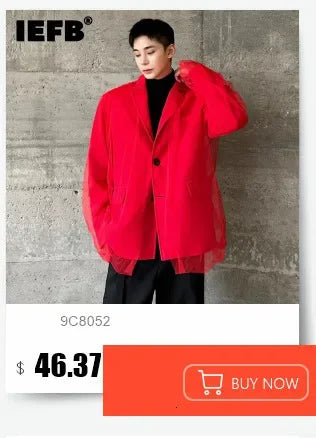 IEFB Metal Button Design Men's Blazers Shawl Collar Oblique Placket Design Casual Clothing Solid Color Male Suit Jackets 9W957