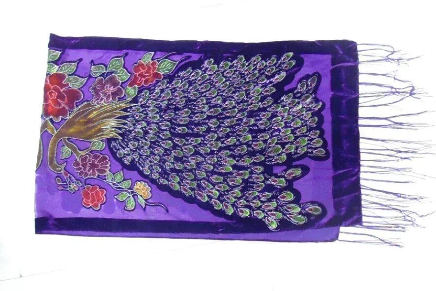 Fashion black peacock velvet scarf women shawl ponchos bandanas