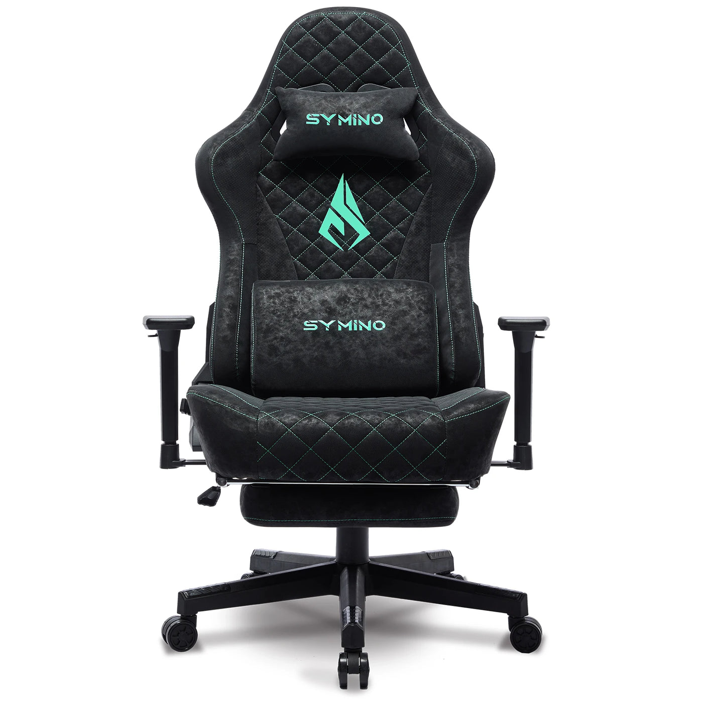 Symino Gaming Chair with Footrest, Racing Chair Design PC Chair, Vintage PU Leather, Ergonomic Office Chair