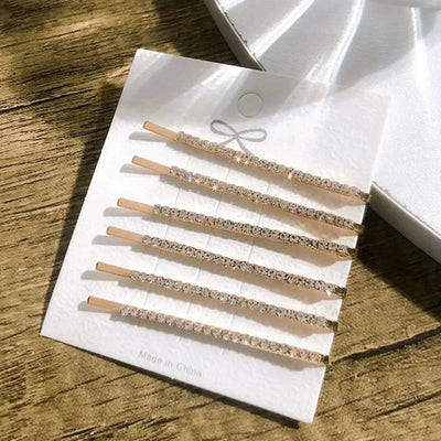 Fashion Shiny Rhinestone Metal Alloy Hair Clips for Women Accessories Simple Gold Silver Color Hairpins Girls Hairgrips Jewelry