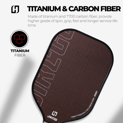 JIKEGO Titanium Weave T700 Carbon Fiber Pickleball Paddle Thermoformed Unibody Foam Edge 16mm Elongated Pickle Balls Racket CFS
