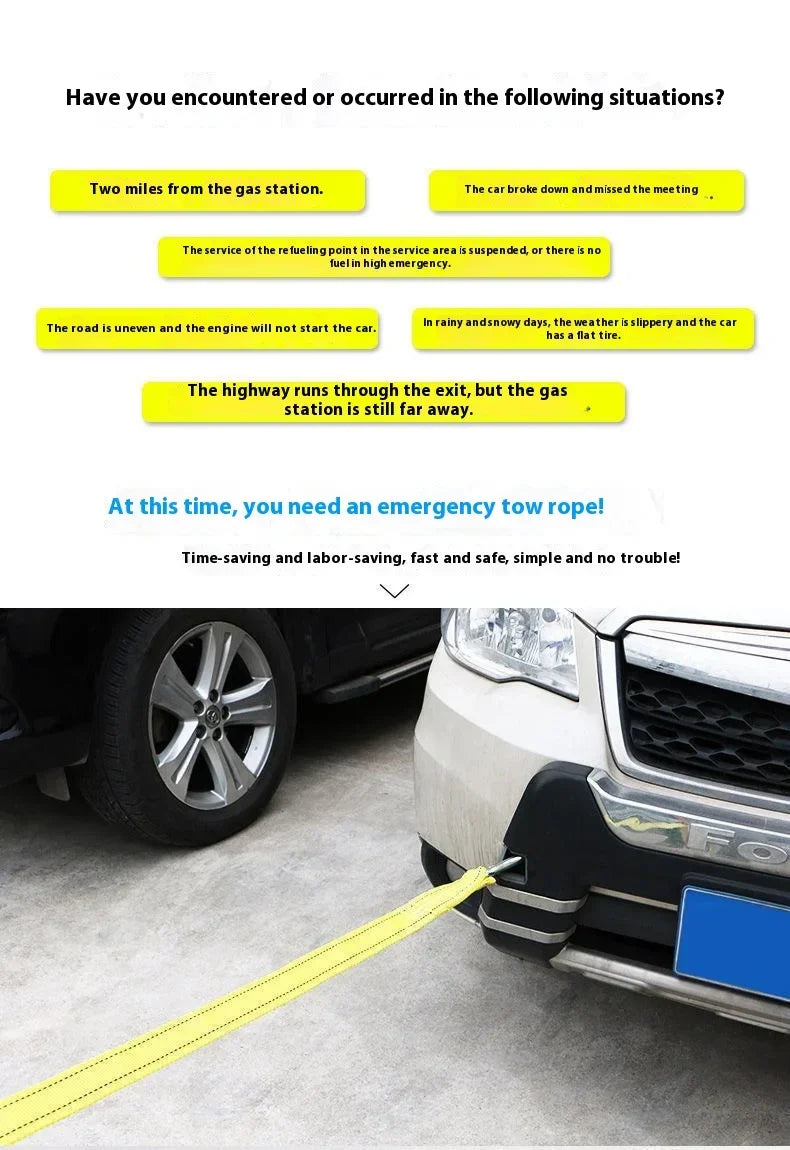 Car Trailer Rope Rescue Rope Eagle Hook Nylon Traction Rope Strong Thickened Durable 3m 4m 5m Double Trailer With Suv Motorcycle