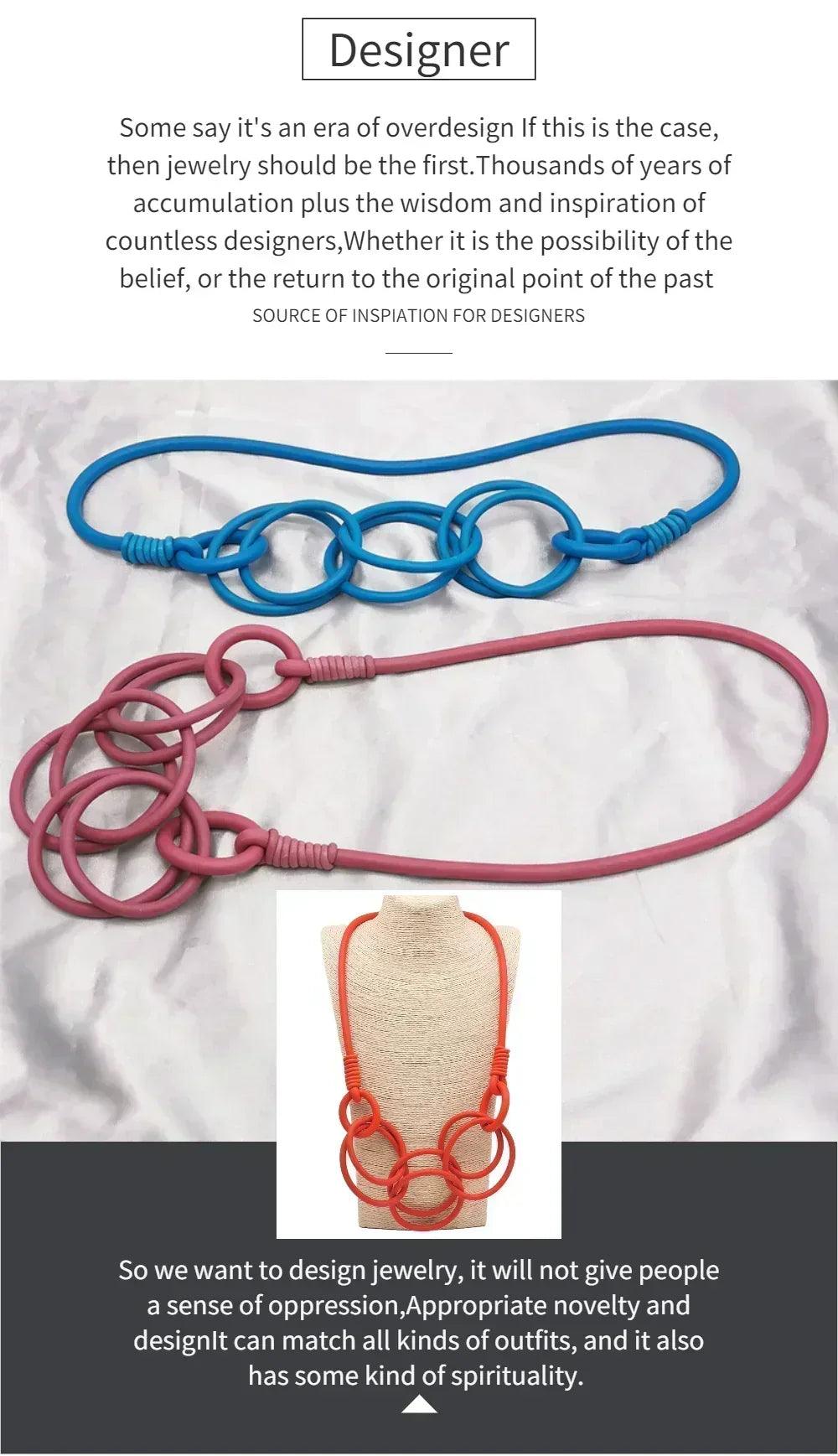 Barwodo new rubber chain necklace for women simple handmade elasticity jewelry sweater chains party accessories luxury