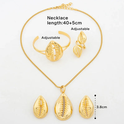 Fashion Women Jewelry Set for Women African Pendant Necklace and Earrings with Bangle Ring 4Pcs Set for Engagement Party Gifts