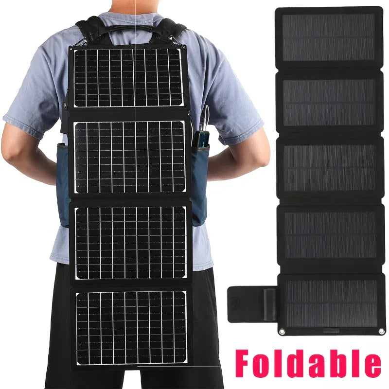 Foldable Solar Panel - Portable Plate Charger USB Full Time Power Solars Panels for Phone PowerBank Mobile Emergency Supply