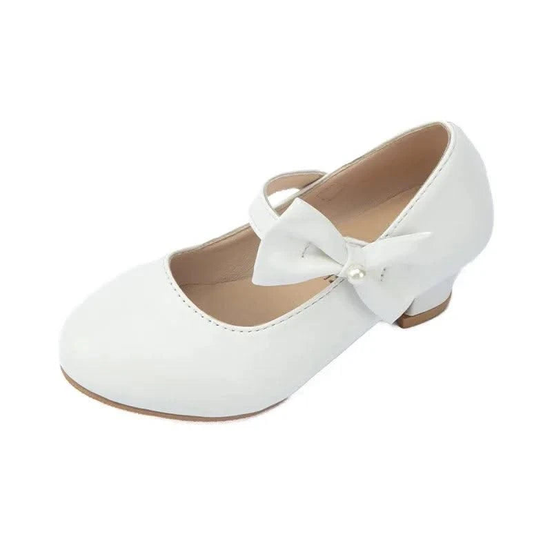 Children's Leather Shoes with Simple Bow  | Girls' Princess Shoes |Kids Dance Performance Shoes |for Parties, Flower Girls, Fancy Dress