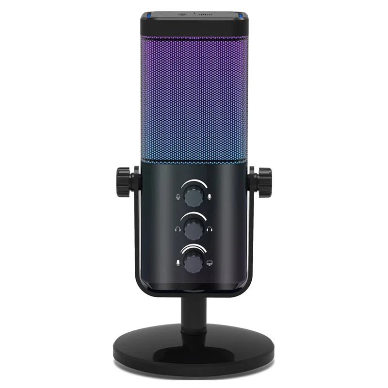 ABAC-USB Gaming Microphone RGB Condenser Mic With Noise Cancellation Monitoring For Streaming/Recording/ASMR/Video